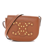 Smooth Calfskin Studded Cuir Triomphe Folco Crossbody Bag Tan