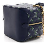 Lambskin Embossed Monogram Square Bag Blue Green