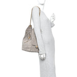 Suede Quilted Medium Chanel 25 Handbag Grey