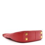 Calfskin Stud Sign Zip Hobo Rosso Valentino