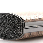 Snakeskin Crystal Box Clutch Brown Black