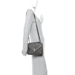 Sheepskin Matelasse Chevron Monogram Medium College Bag Asphalt