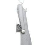 Satin Crystal Metal Triangle Logo Chain Crossbody Handbag Cristal