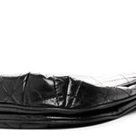 Glazed Calfskin Quilted Medium Bubble CC Flap Black
