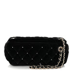 Velvet Diamanté Quilted Wristlet Clutch Black