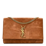 Suede Small Monogram Kate Satchel Macaron