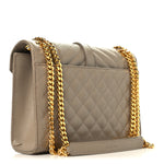 Grain De Poudre Textured Mixed Matelasse Medium Triquilt Monogram Satchel Dusty Grey