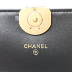 Lambskin Quilted Chanel 19 Chain Flap Wallet Black