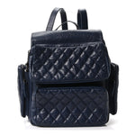 Aged Calfskin Quilted Medium Casual Rock Airlines Backpack Blue