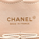 Pearly Caviar Quilted Medium Double Flap Light Beige