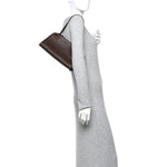 Polished Saddle Calfskin Peggy Clutch Deep Brown