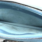Metallic Caviar Quilted Small Boy Clutch With Chain Turquoise