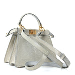 Stingray Shiny Nappa Petite Peekaboo I SEE U Satchel Pearl Grey