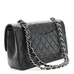 Caviar Quilted Medium Double Flap Black