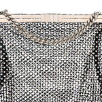Mesh Crystal Medium Fanny Shoulder Bag Black