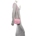 Lambskin Quilted Mini Lacquered Chain Flap Pink