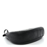 GG Grainy Calfskin Emblem Large Half Moon Shoulder Bag Black