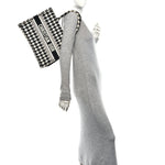 Canvas Macro Houndstooth Embroidered Medium Book Tote Black White