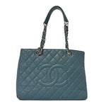 Caviar Quilted Grand Shopping Tote GST Blue
