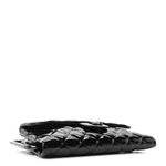 Patent Calfskin Quilted Metal Handle Clutch So Black