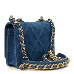 Denim Quilted Chanel 19 Wallet On Chain WOC Blue