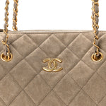 Suede Quilted Chanel 25 Bowling Bag Dark Grey