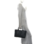 Grained Calfskin Intrecciato Small Arco Tote Black