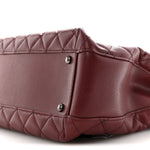 Caviar Quilted City Shopping Tote Dark Red