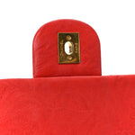 Wrinkled Lambskin Chevron Quilted Medium Flap Red