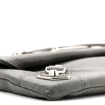 Chevre Silver Metallic Edge Hardware Envelope Clutch Gris Acier
