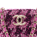 Tweed Quilted Mini Clutch With Chain Purple