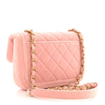 Velvet Quilted Mini Flap Pink