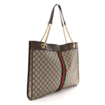 GG Supreme Monogram Large Rajah Chain Tote Beige New Acero