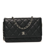 Caviar Quilted Wallet on Chain WOC Black