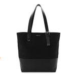 Canvas Calfskin T-Bar Shopping Bag Black
