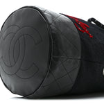 Wool Calfskin Embroidered Paris Hamburg Drawstring Backpack Black