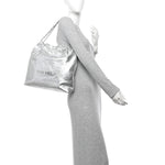Metallic Calfskin Quilted Chanel 22 Silver
