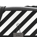 Saffiano Striped Mini Diag Binder Clip Bag Black White