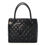 Caviar Quilted Medallion Tote Black