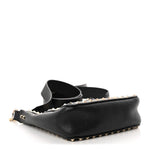 Pebbled Calfskin Mini Rockstud Flip-Lock Messenger Bag Black