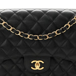 Caviar Quilted Jumbo Double Flap Black