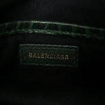 Shiny Supple Calfskin Crocodile Embossed Gold Metallic Edge Hardware Nano City Green