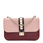 Vitello Tri-Color Medium Glam Lock Rockstud Flap Rubin Water Rose Marine