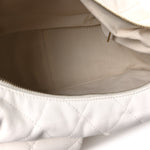 Shiny Lambskin Quilted Trendy Pockets Hobo White