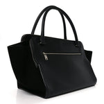 Drummed Calfskin Suede Double Zip Trapeze Black