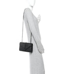 Grain De Poudre Textured Mixed Matelasse Triquilt Small Monogram Monochrome Satchel Black