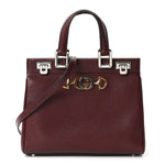 Grainy Calfskin Small Zumi Top Handle Bag Vintage Bordeaux