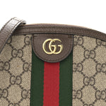 GG Supreme Monogram Textured Dollar Calfskin Web Small Ophidia Dome Shoulder Bag Beige Ebony New Acero