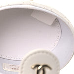 Lambskin Quilted Round Mini Vanity Case With Chain Case With Chain White