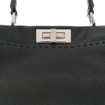 Cuoio Romano Selleria Bi-Color Medium Peekaboo Iconic Satchel Black Mou